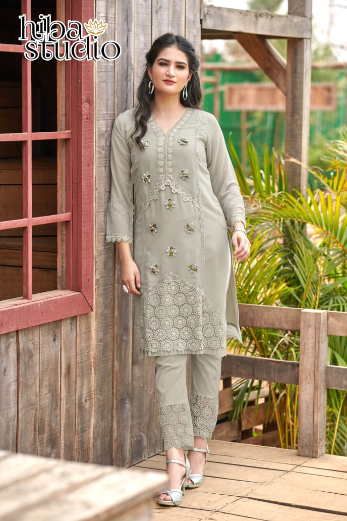 Hiba Studio Luxury Pret 45 Party Wear Top With Bottom Latest Collection 